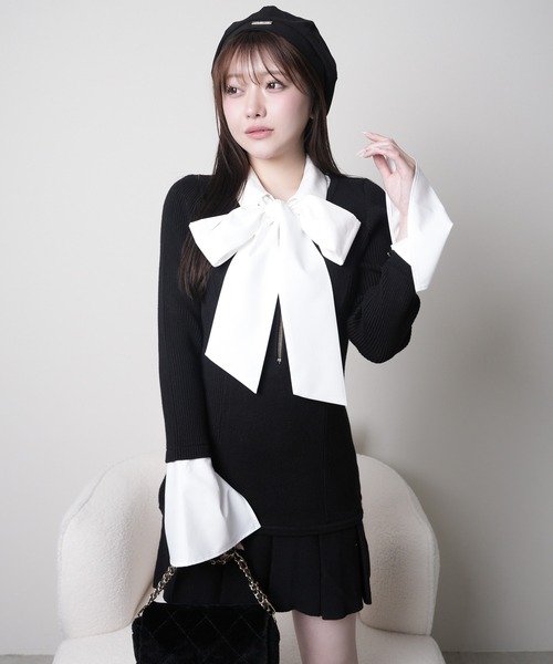 LIP SERVICE（リップサービス） ワンピース フロントZIPニットプリーツ