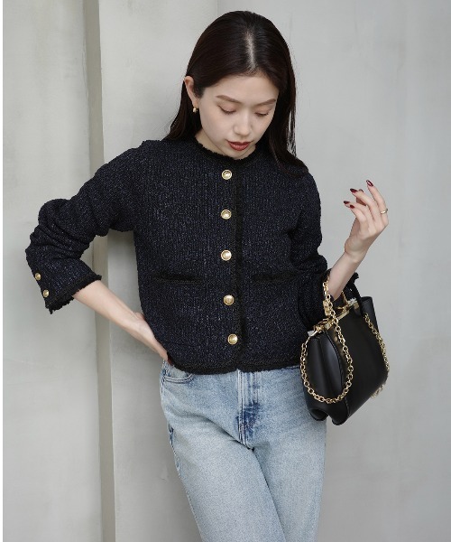 anuans（アニュアンス） カーディガン クラシカルノーカラーニット