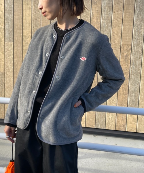 Danton（ダントン） ノーカラージャケット 34 ダークグレー レディース