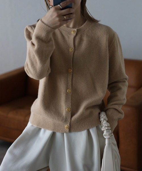 ap retro カーディガン ゴールドボタンニットカーディガン/金ボタン