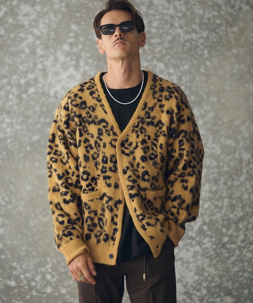 THEOREM カーディガン mcg3725- Mohair-like Leopard Cardigan