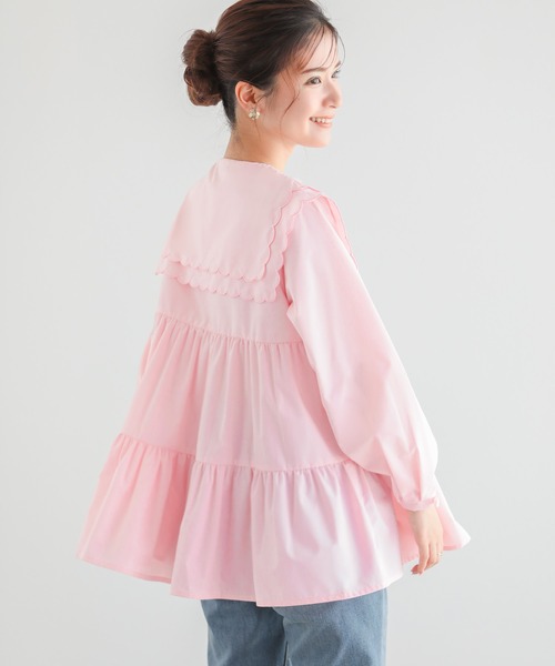 Fit more（フィットモア） ブラウス シャツ ダブルスカラップカラー