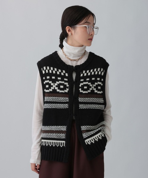 LEPSIM（レプシィム） ベスト ジレ 5ゲージノルディック柄ベスト