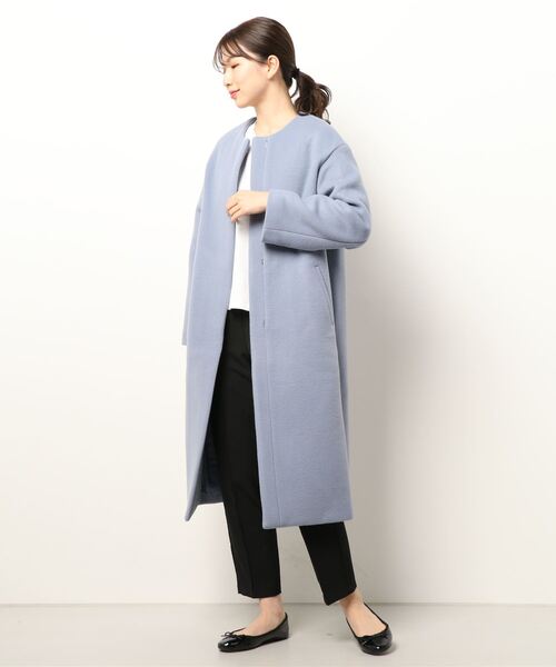 イエナ ナチュラル ウール100%ノーカラーロングコート サイズ36 IENA