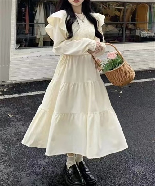 FREE STYLISTS ワンピース 肩フリルディアートワンピース : ZOZOTOWN