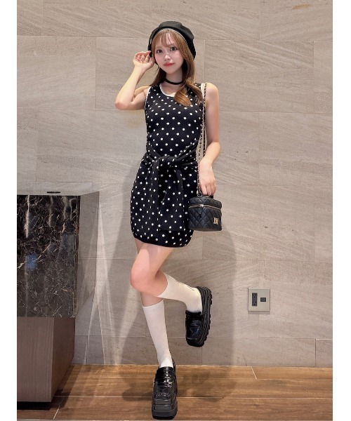 Darich（ダーリッチ） ワンピース ウエストマークドットニットミニ