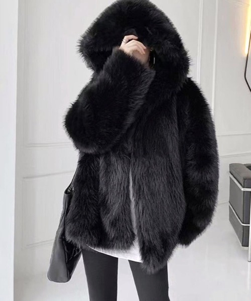 CANVAS+ コート アウター 「CANVAS＋」ボリュームフェイクファー