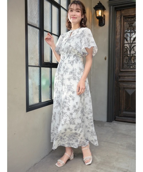 LUDIC PARK（ルディックパーク） ワンピース 花柄シフォンケープ