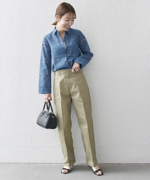 SHIPS any ブラウス シャツ any:「手洗い可能」フラワーレース エン