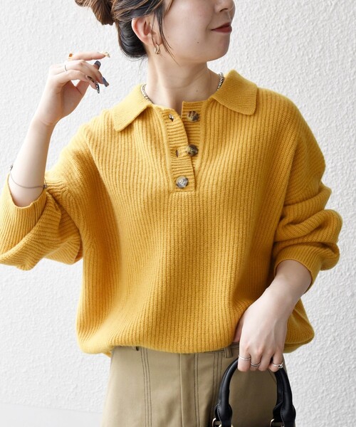 SHIPS any ニット セーター any:「手洗い可能」AQUA カシミヤ ミックス