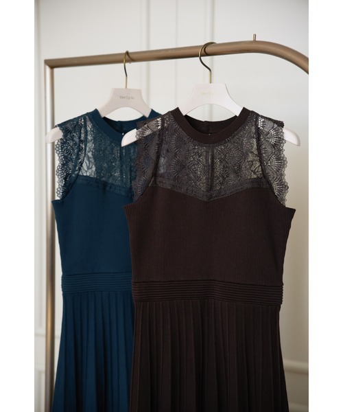 Her lip to ワンピース Pleated Lace Knit Dress : ZOZOTOWN Yahoo!店