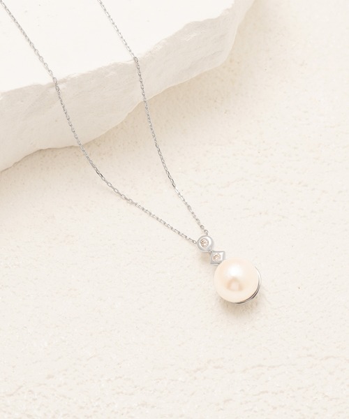 BLOOM（ブルーム） ネックレス 6月誕生石 K10 ホワイトゴールド あこや