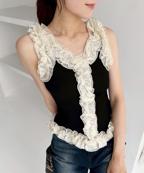 one after another NICE CLAUP キャミソール フリルキャミソール