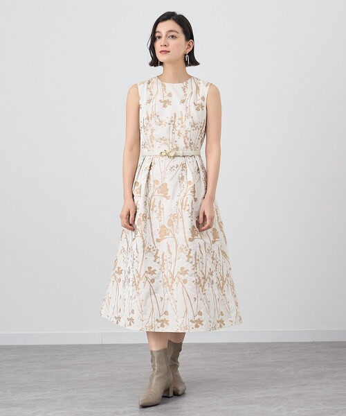 ANAYI（アナイ） ワンピース シルエットフラワージャガードタック