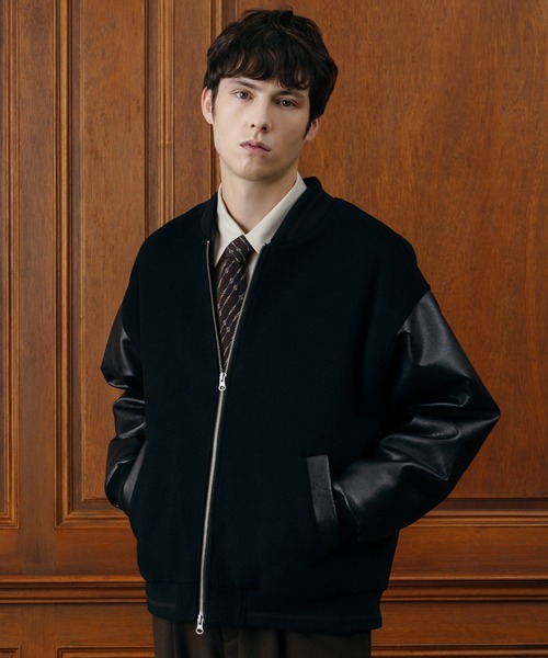 LURAKU スタジャン 「LURAKU」wool melton stadium jacket/ウール