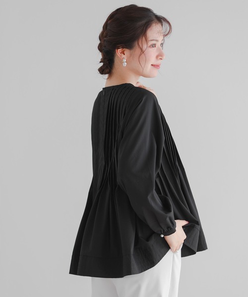 Fit more（フィットモア） ブラウス シャツ ピンタックリボンペプラム