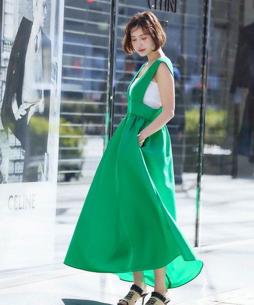 ELFRANK ジャンパースカート ギャザーフレアジャンパースカート