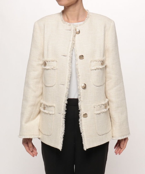 allureville（アルアバイル） ノーカラーコート コート スラブツイード