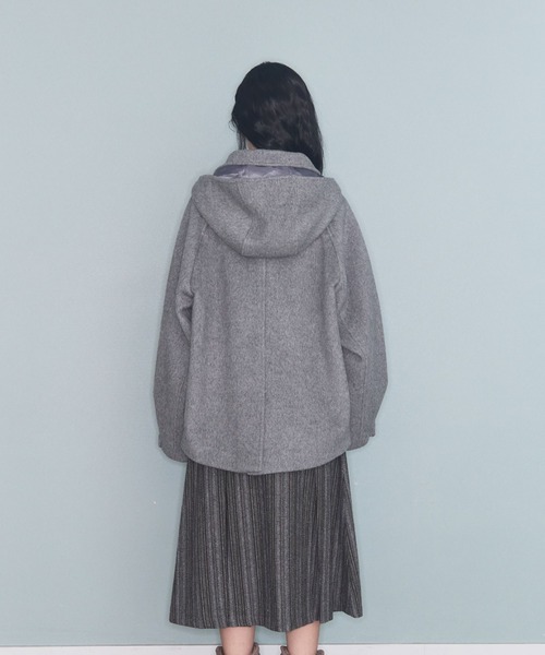 FAVORITO ピーコート pコート フード付きダブルブレストメルトン