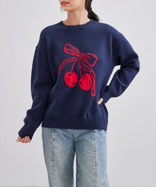 Lace Ladies（レースレディース） ニット セーター チェリー柄 配色