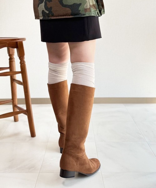 lus.（ラスドット） ブーツ ワイドシャフトスエードロングブーツ