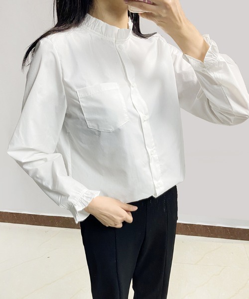 ブラウス シャツ フリルネックシャツ レディース : ZOZOTOWN Yahoo!店