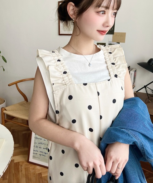 moment+ オールインワン ポルカドットオールインワン レディース