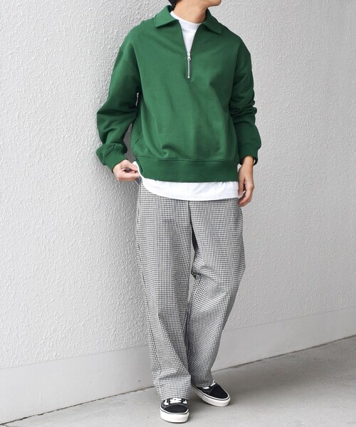 SHIPS any トレーナー スウェット any: ワンポイント 刺繍 ロゴ ハーフ