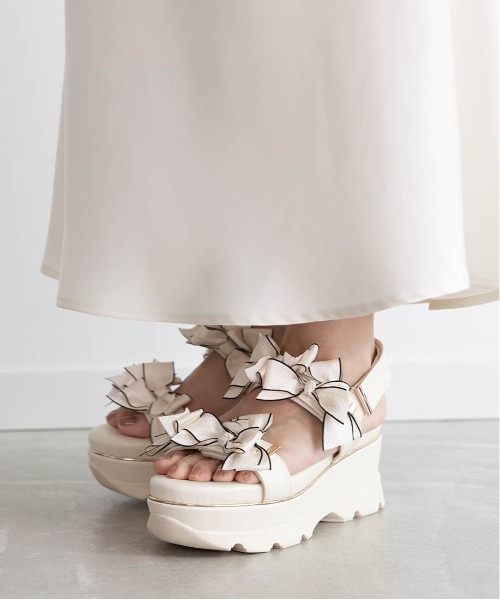 RANDA（ランダ） サンダル ミニリボン厚底スポ―ツサンダル レディース