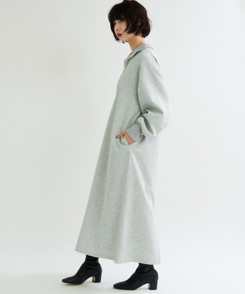 A.D.C.L. ワンピース ハーフジップ ダンボールニット ロングワンピース