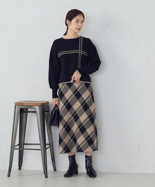 COMME CA ISM（コムサイズム） スカート チェック柄 ニットスカート