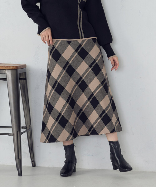COMME CA ISM（コムサイズム） スカート チェック柄 ニットスカート