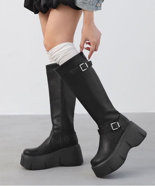 gossip!ロサンゼルス ブーツ Y2K プラットフォームロングブーツ