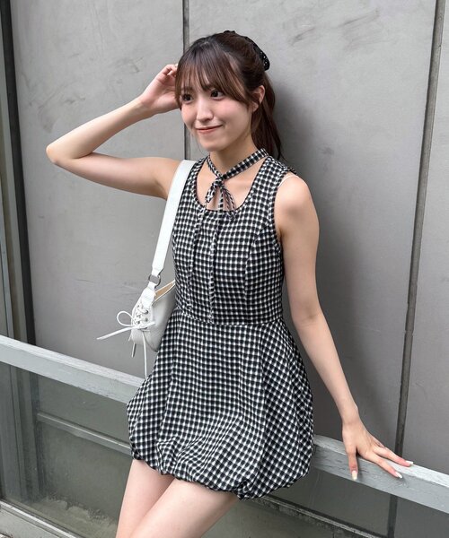M-LINE ワンピース 「mline」チェックチョーカー ミニワンピ