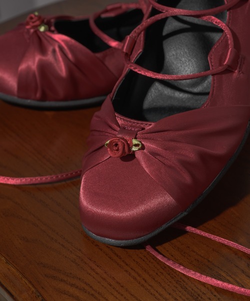 パンプス lace up rose ballet shoes / バラモチーフバレエシューズ