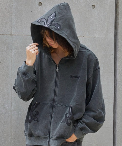 SUPPLIER（サプライヤー） パーカー Fleur Leather Patch Zip Hoodie