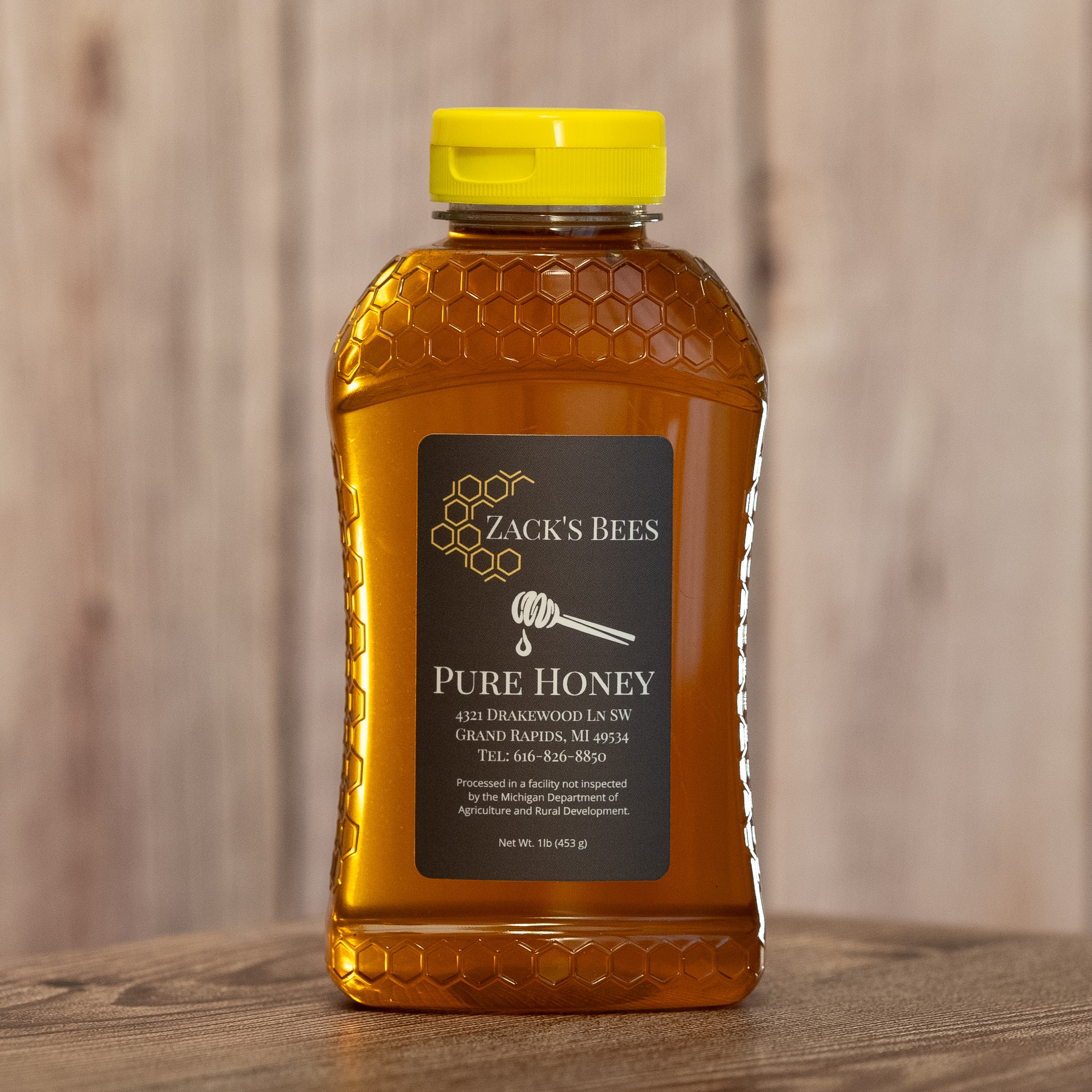 Pure Honey Plastic Container - Zack's Bees