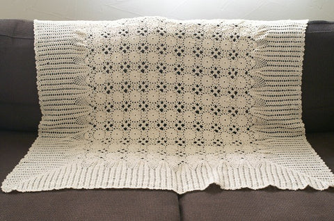 クロシェトップクロス 90×90 手編みレース マルチカバー – Heartful