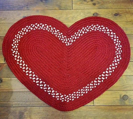 カスタムラグ ハートマット レッド 三つ編みマット – Heartful Country