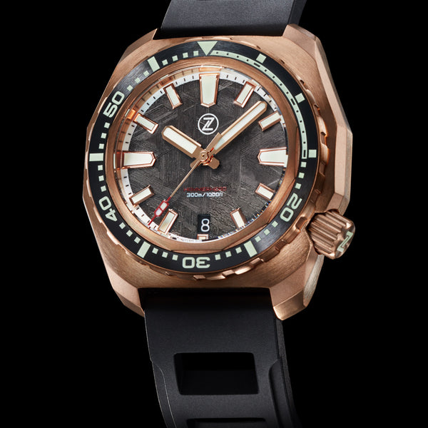 Hammerhead V3 300m Bronze 'Graphite' Meteorite – Zelos Watches