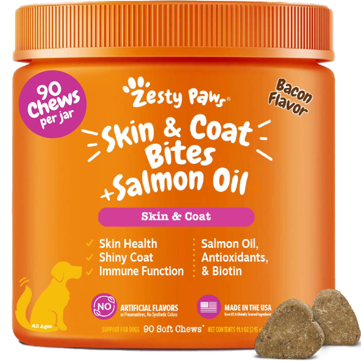 Skin & Coat + Salmon Oil Soft Chews | Zesty Paws