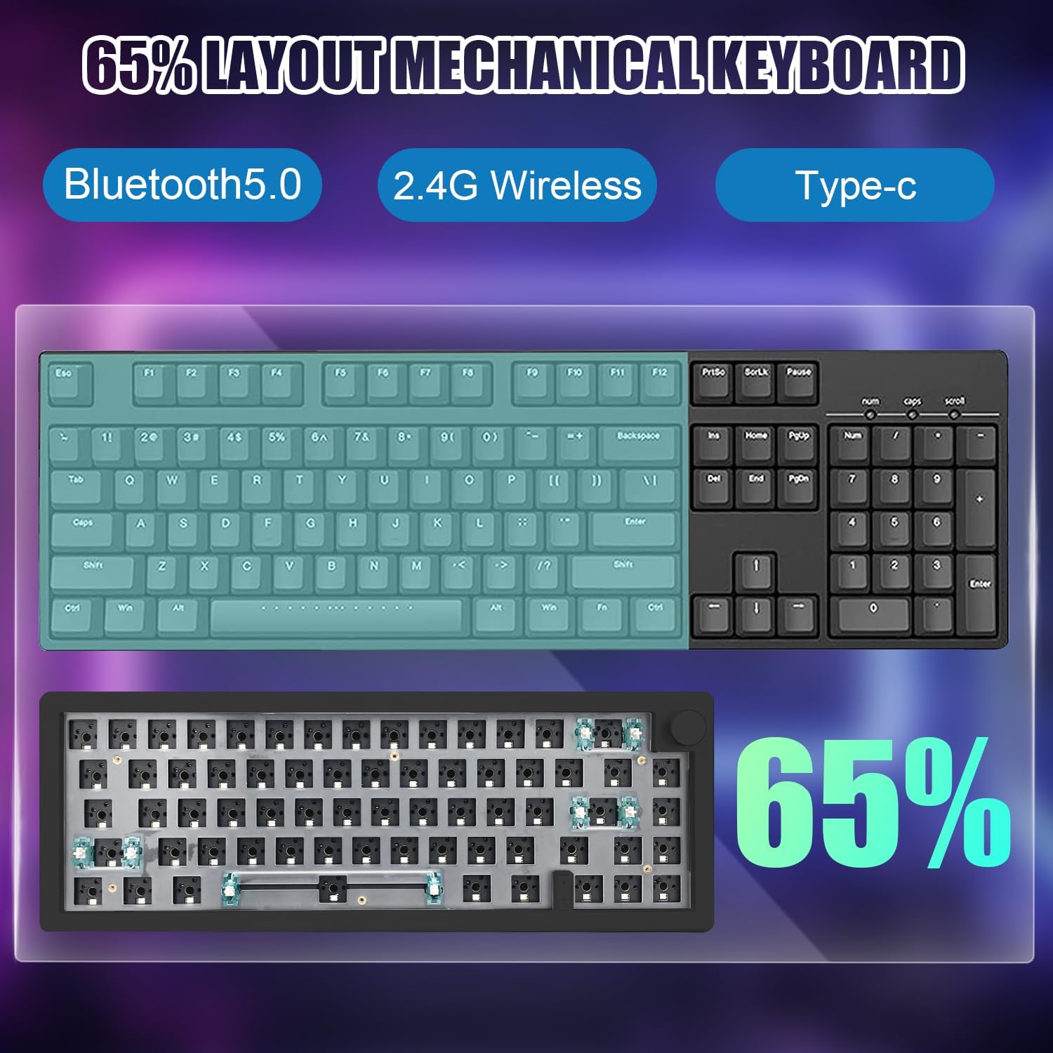 GMK67 HotSwappable Bluetooth-Capable USB-C Mechanical Keyboard