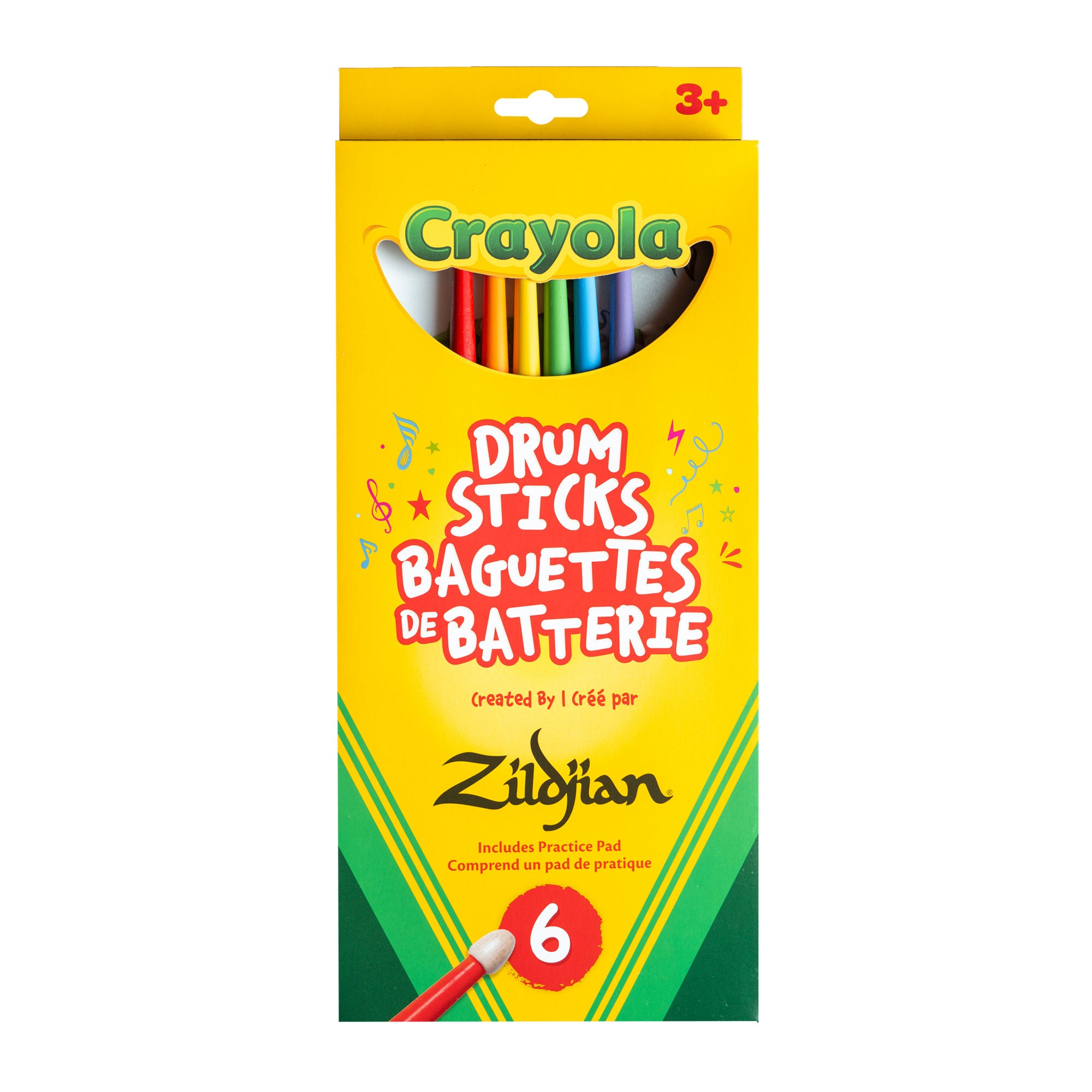 Zildjian x Crayola Pack, 6 Kids Drumsticks & Pad