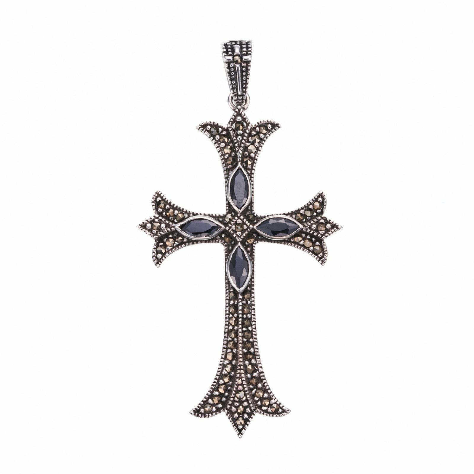 Cross on Cross Pendant : L (Black CZ)｜クロス・オン・クロス