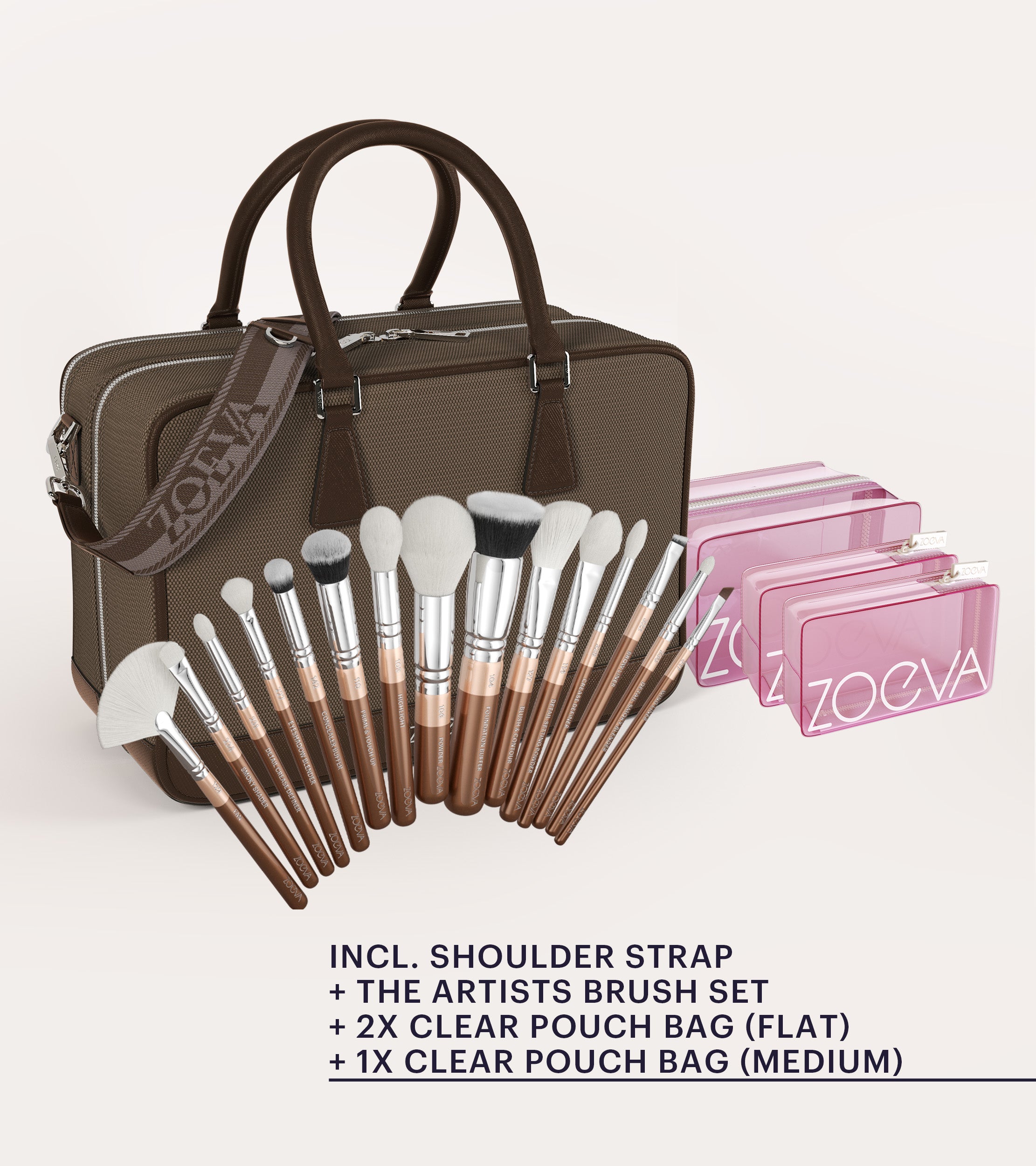 The Zoe Bag & The Artists Brush Set (Light Chocolate)