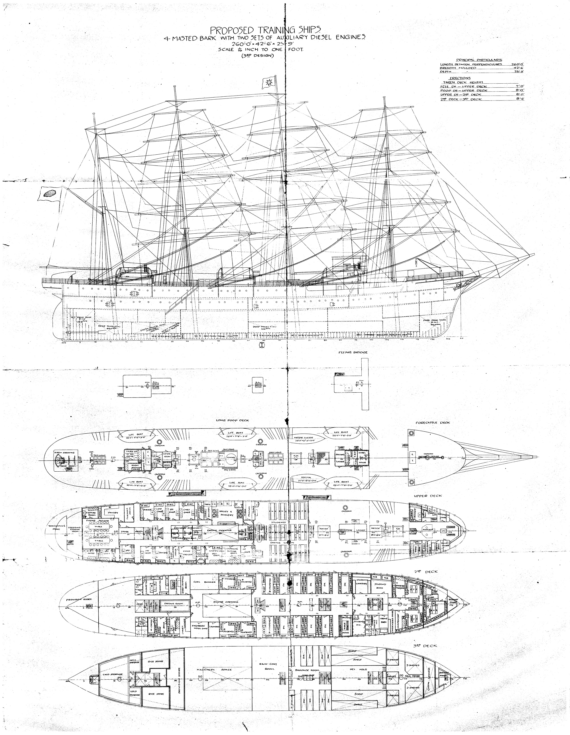 練習帆船「日本丸」(初代)図面 | デジタル造船資料館