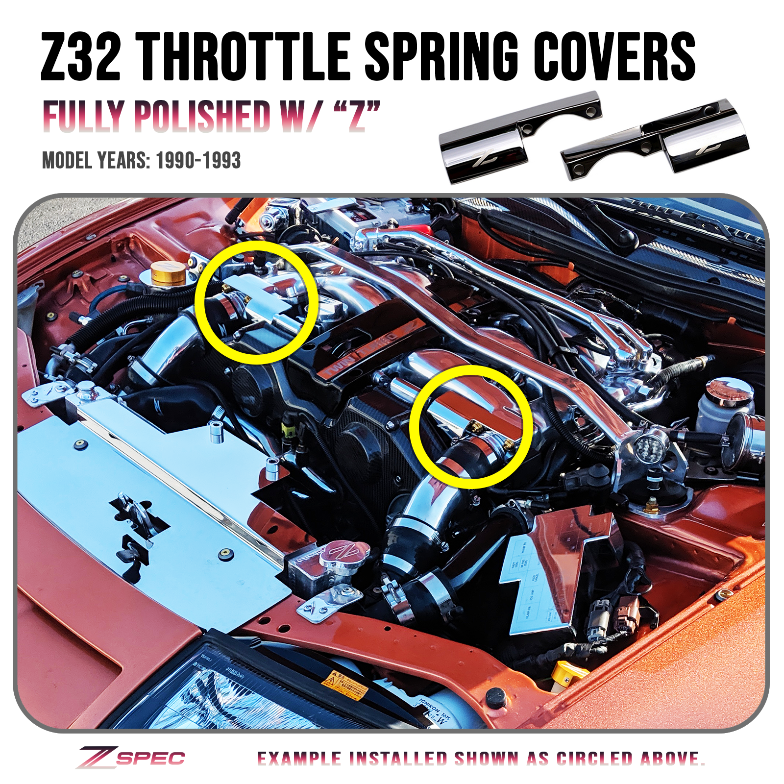 ZSPEC Polished Throttle Spring Covers Nissan Z32 300zx Early Plenum