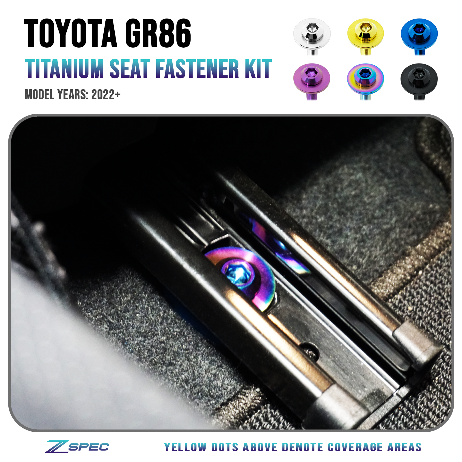 ZSPEC Front Seats Fastener Kit 22+ Toyota GR86 & Subaru BRZ, Titanium