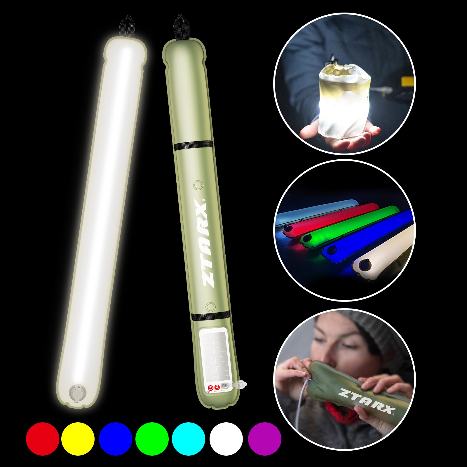 Ztarx Tube-A2.0-86 Rainbow LED Tube with Solar & USB Charging