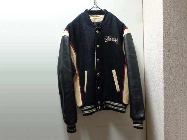 90'S OLD STUSSY SS COUPE LEATHER×MELTON STADIUM JACKET（オールド